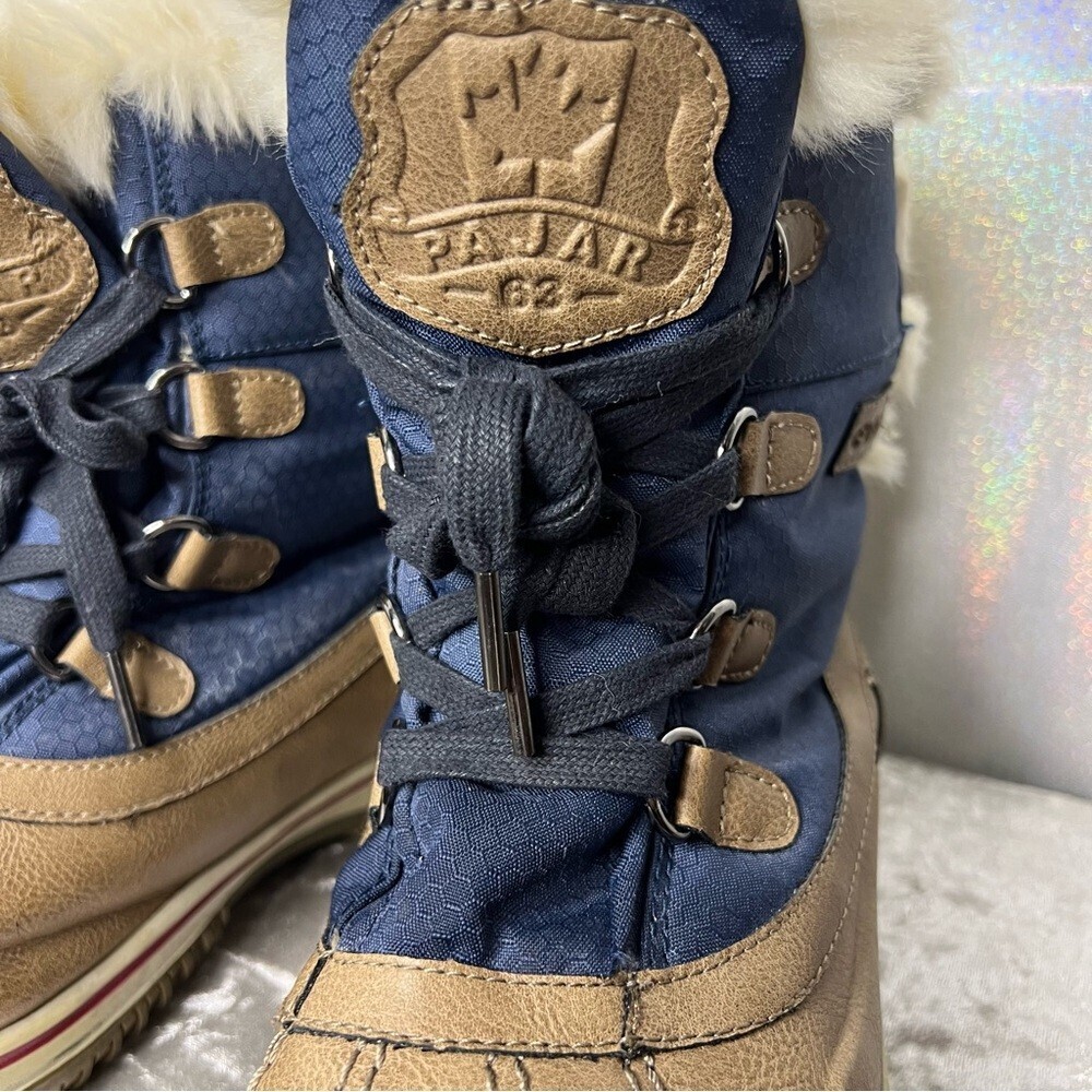 Pajar ice pick winter boots blue cream tan brown black furry fuzzy fur faux - Picture 2 of 12
